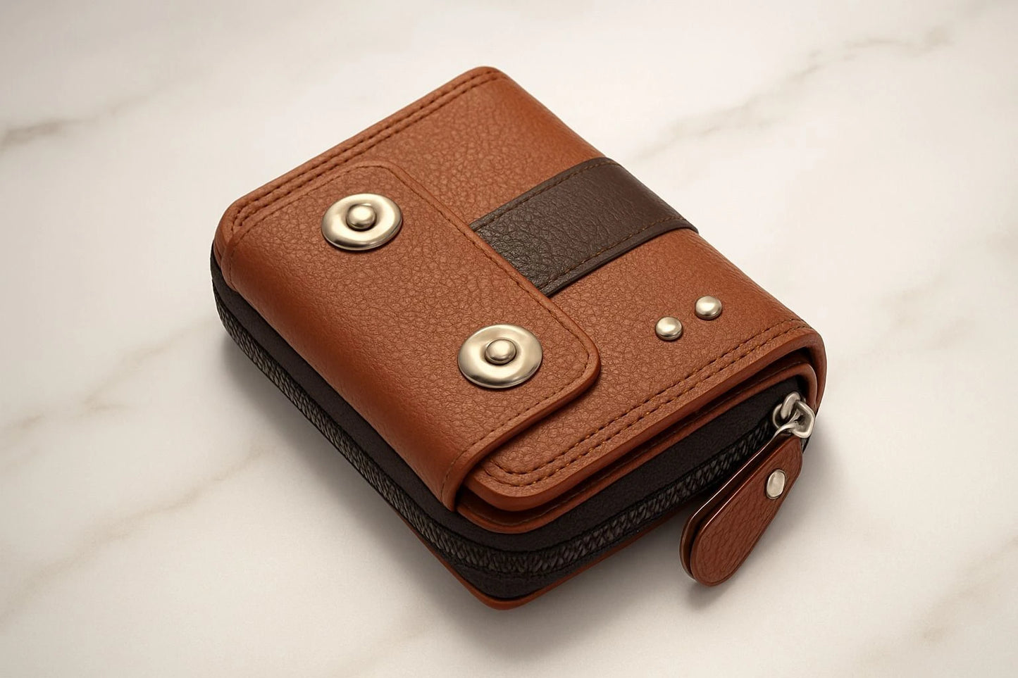 MENSCH Men & Women Casual Tan Artificial Leather RFID  Card Holder (15 Card Slots)