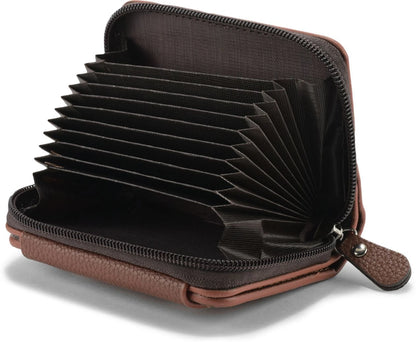 MENSCH Men & Women Casual Tan Artificial Leather RFID  Card Holder (15 Card Slots)